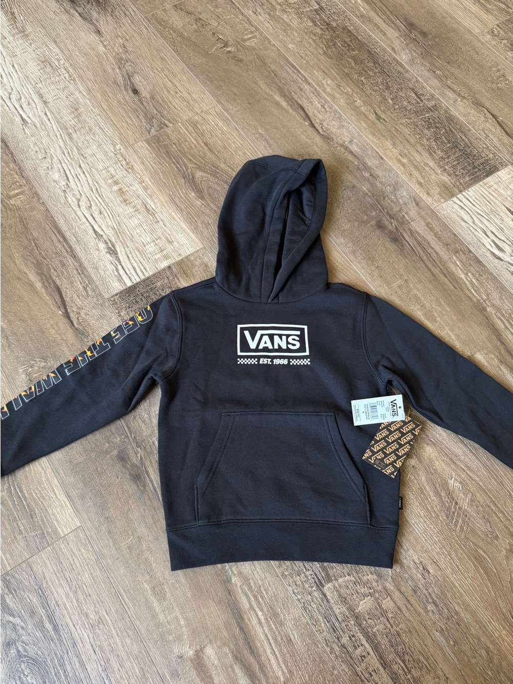 Vans Black Kids Pullover Hoodie with White Logo